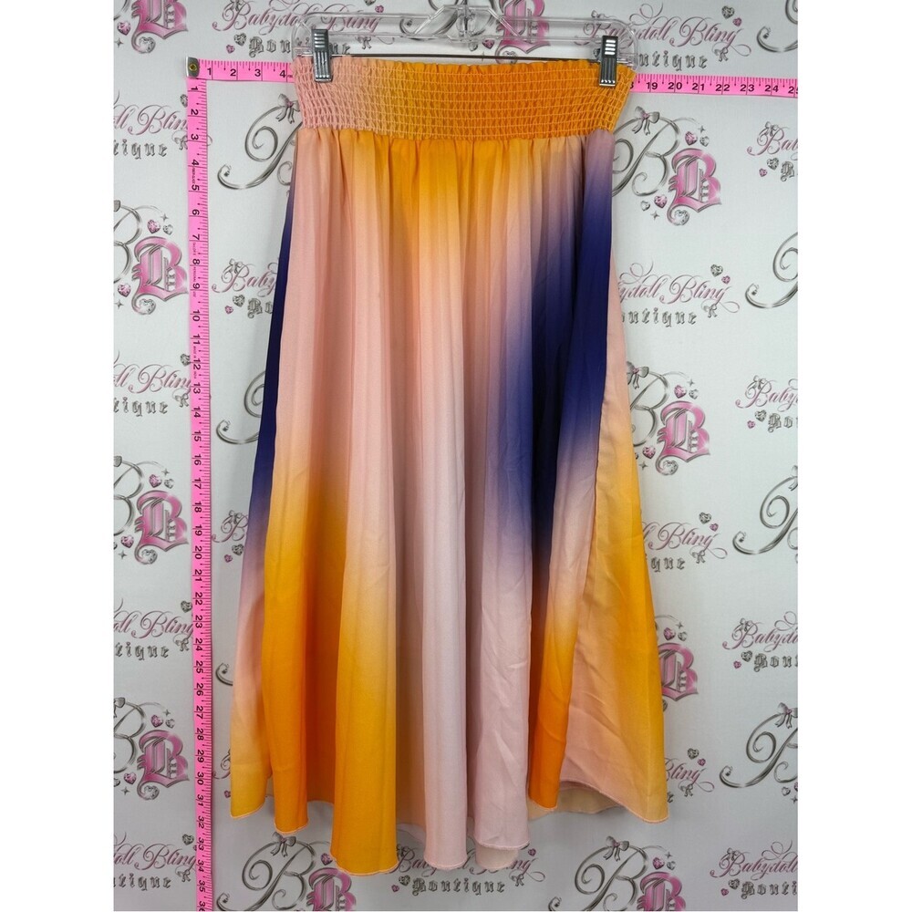 WD.NY skirt smocked Ombre Maxi Skirt in Yellow, Pink & Blue